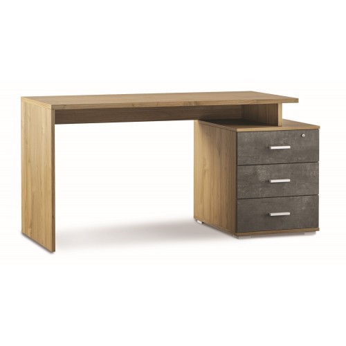 Scrivania 155 cm Noce Nero con Cassettiera Grande Ufficio Cameretta
