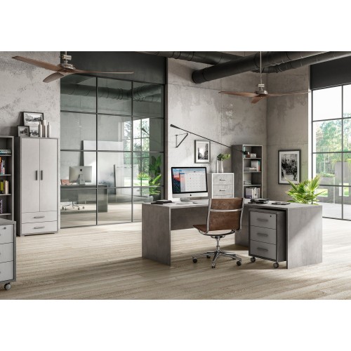Mobile Scrivania 160x150 cm Sinistra Cemento Moderna ad Angolo Ufficio