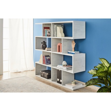 Libreria Modulare Giorno Cemento Moderna Mensole Scaffale Ufficio Studio