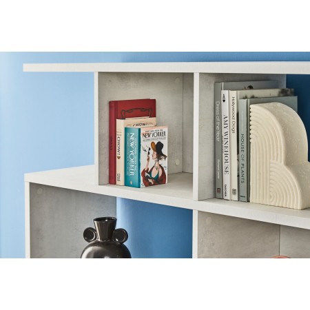 Libreria Modulare Cemento Bianco Moderna Mensole Scaffale Ufficio Studio