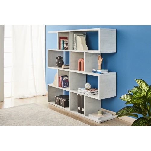 Libreria Modulare Cemento Bianco Moderna Mensole Scaffale Ufficio Studio