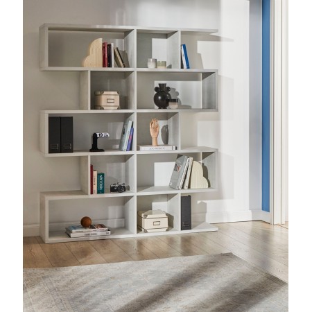 Libreria Modulare Cemento Geometrica Moderna Mensole Scaffale Ufficio