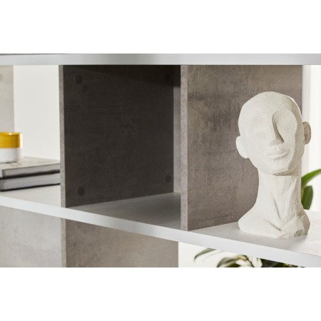 Libreria Modulare Geometrica in Legno Bianco Cemento Moderna Scaffale