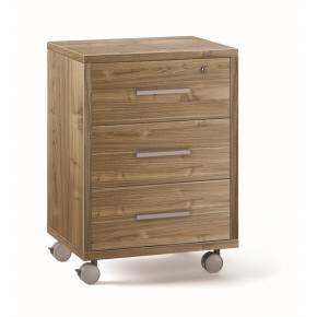 Cassettiera Ruote Noce 3 Cassetti con Chiave da Scrivania Ufficio Legno
