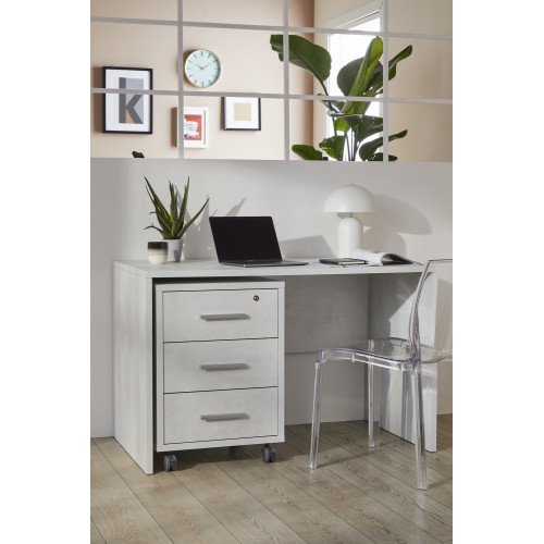 Tavolo Kit Scrivania 120 cm Ossido Bianco Piccola Moderna Ufficio Cameretta Pc | BricoShop24