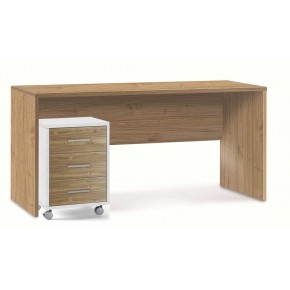 Cassettiera da Scrivania Ruote Bianco Noce 3 Cassetti con Chiave Ufficio 2