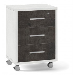 Cassettiera da Scrivania Ruote Bianco Nero 3 Cassetti con Chiave Ufficio