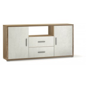 Credenza Contenitore Mobile 2 Ante con 2 Cassetti Noce Bianco Legno Tv