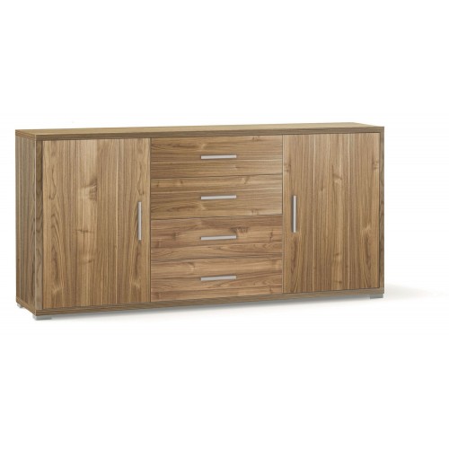 Credenza Mobile 2 Ante 4 Cassetti Noce Contenitore Buffet Tv Soggiorno