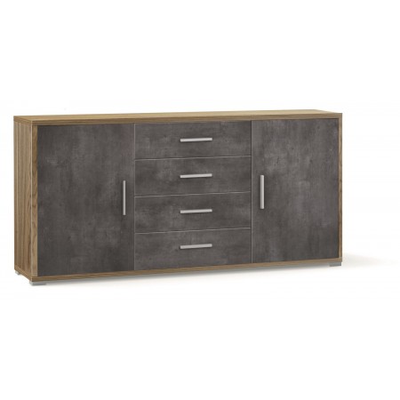 Credenza Noce Nero Mobile 2 Ante 4 Cassetti Contenitore Buffet Tv Soggiorno