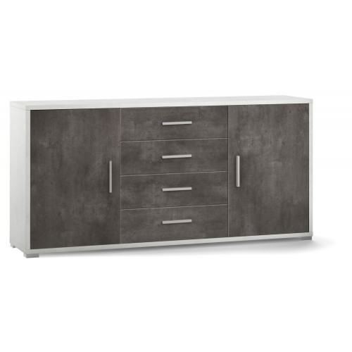 Credenza Bianco Nero Contenitore Mobile 2 Ante 4 Cassetti in Legno Tv