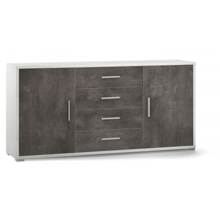Credenza Bianco Nero Contenitore Mobile 2 Ante 4 Cassetti in Legno Tv