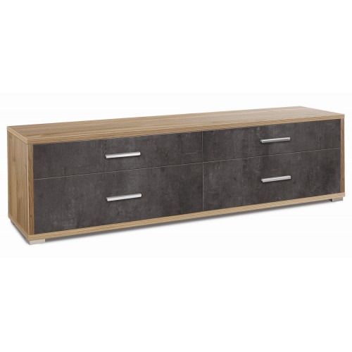 Mobile Moderno 180 Noce Nero TV 4 Cassetti Credenza Cassettiera in Legno