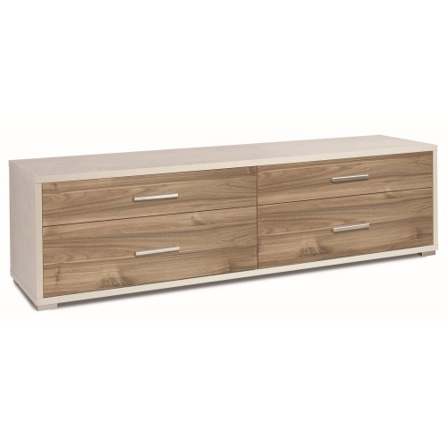 Mobile TV 4 Cassetti Moderno Credenza 180 Bianco Noce Cassettiera Legno