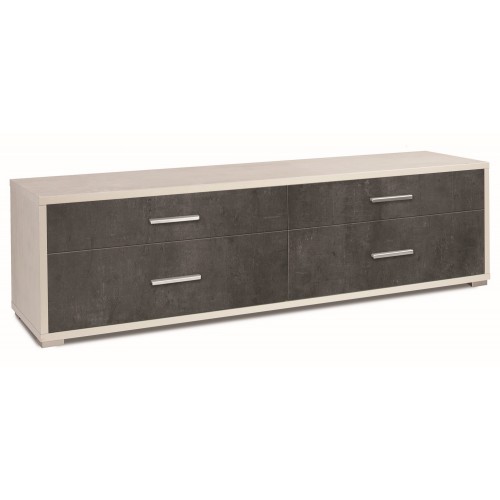 Mobile TV 4 Cassetti Moderno Credenza 180 Bianco Noce Cassettiera Legno