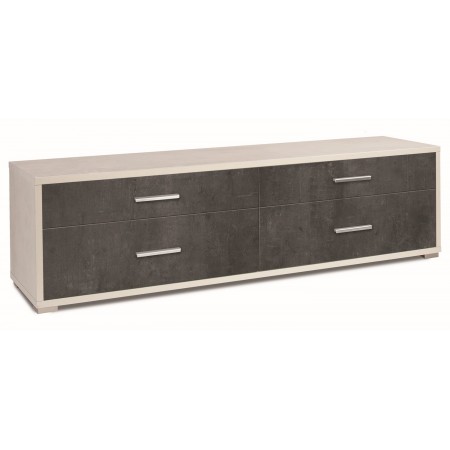 Mobile TV 4 Cassetti Moderno Credenza 180 Bianco Noce Cassettiera Legno
