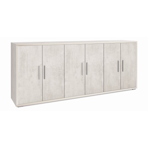 Credenza Armadio Basso Legno Mobile 200 Bianco Ripiani TV Moderno