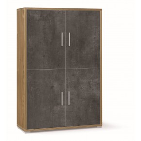 Mobile Credenza 4 Ante Armadio Noce Nero con Ripiani da Ufficio Soggiorno