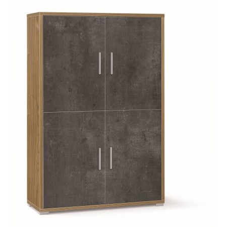 Mobile Credenza 4 Ante Armadio Noce Nero con Ripiani da Ufficio Soggiorno