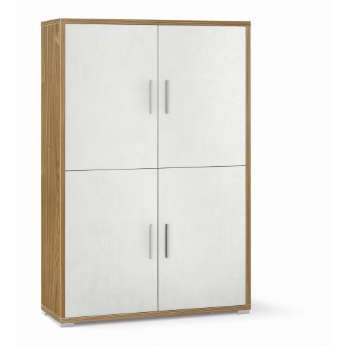 Armadio Noce Bianco Mobile Credenza 4 Ante con Ripiani Ufficio Soggiorno