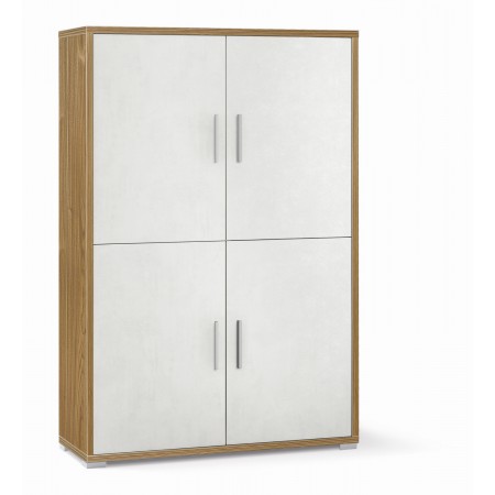 Armadio Noce Bianco Mobile Credenza 4 Ante con Ripiani Ufficio Soggiorno