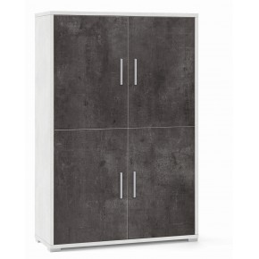 Mobile 160 cm Armadio Bianco Nero Credenza 4 Ante con Ripiani Soggiorno