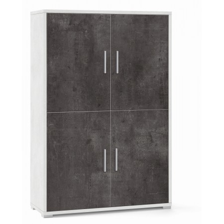 Mobile 160 cm Armadio Bianco Nero Credenza 4 Ante con Ripiani Soggiorno