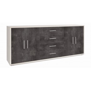 Credenza Bianco Nero Armadio 200 cm 4 Ante 4 Cassetti Basso in Legno Tv