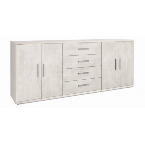 Credenza Bianco Armadio 200 cm 4 Ante 4 Cassetti Basso in Legno Porta Tv