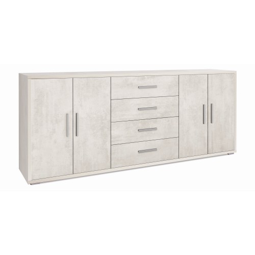 Credenza Bianco Armadio 200 cm 4 Ante 4 Cassetti Basso in Legno Porta Tv