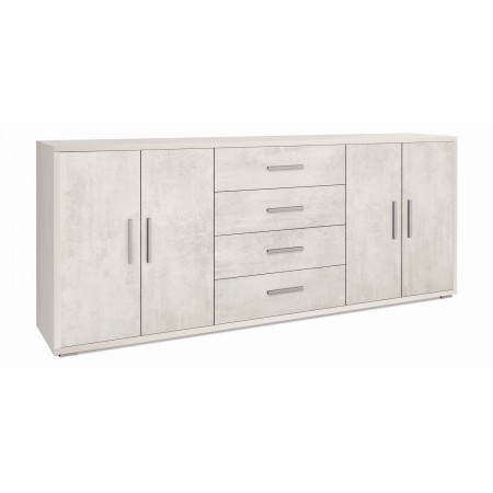 Credenza Bianco Armadio 200 cm 4 Ante 4 Cassetti Basso in Legno Porta Tv