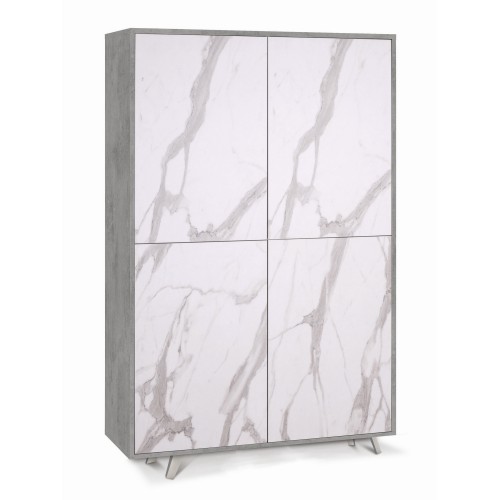 Mobile Credenza 4 Ante Cemento Marmo Madia Buffet Armadio Dispensa Piattaia