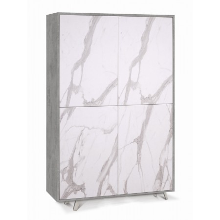 Mobile Credenza 4 Ante Cemento Marmo Madia Buffet Armadio Dispensa Piattaia