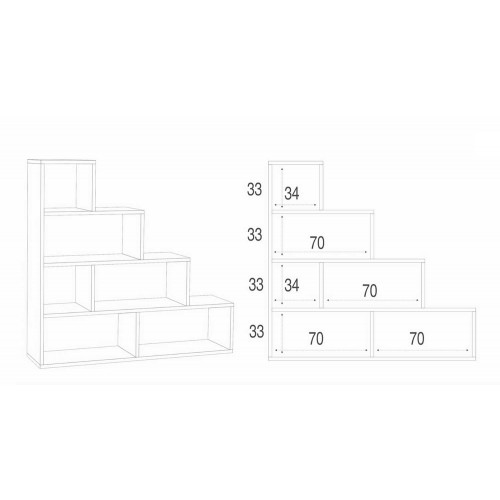 Libreria a Scala Cemento Vani Moderna Mensole Studio Scaffale Ufficio