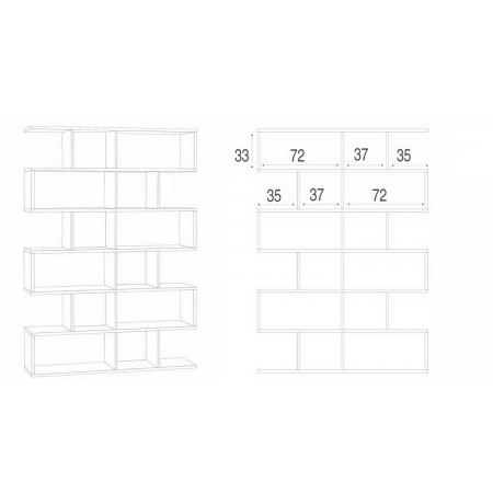 Libreria Modulare Geometrica Cemento Legno Moderna Scaffale a Giorno