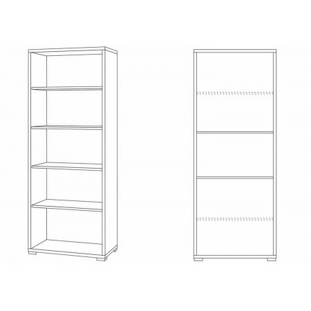 Libreria in Legno Bianco con 5 Ripiani a Giorno Ufficio Scaffale Moderna