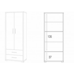 Armadio 2 Ante con Cassetti Noce Nero Documenti Ufficio Mobile in Legno 2