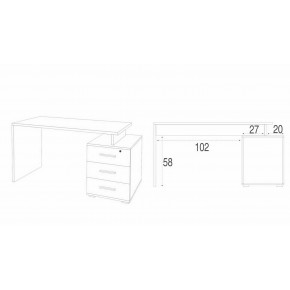 Scrivania 155 cm Cemento Bianco con Cassettiera Grande Ufficio Cameretta 2
