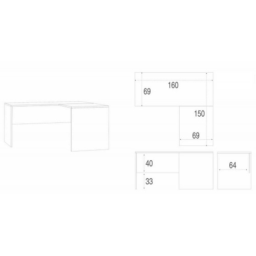 Scrivania Angolare 160x150 cm Cemento Moderna Angolo da Ufficio Studio