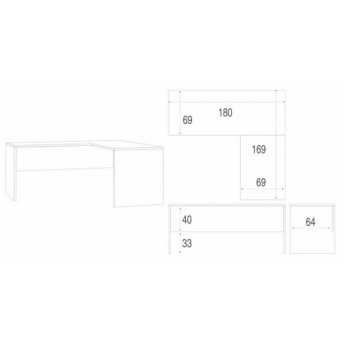 Mobile Scrivania 180x170 cm Angolare Destra Noce Moderna Ufficio Studio