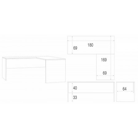Mobile Scrivania 180x170 cm Angolare Destra Noce Moderna Ufficio Studio