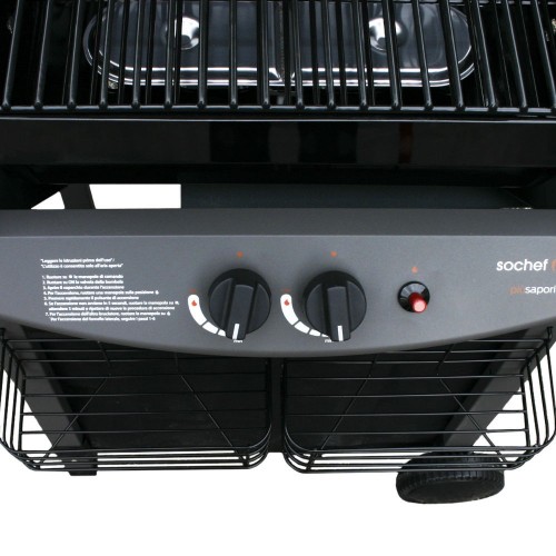 Barbecue Gas 10Kw Piu Saporillo 2 Bruciatori Acciaio Inox 50.6x35.6 Griglia 