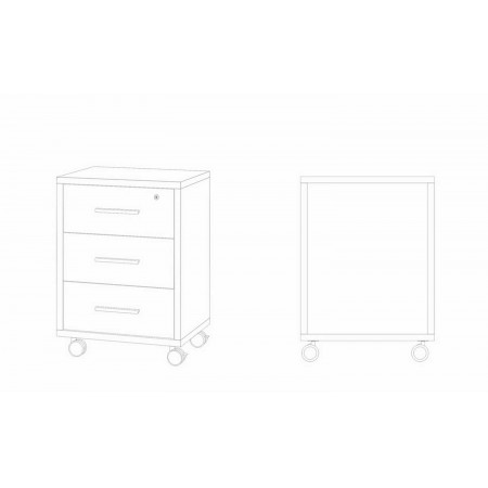 Cassettiera da Scrivania Ruote Bianco Nero 3 Cassetti con Chiave Ufficio
