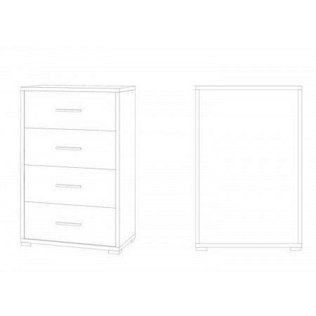 Mobile Cassettiera Noce Bianco Como 4 Cassetti da Ufficio Camera Legno