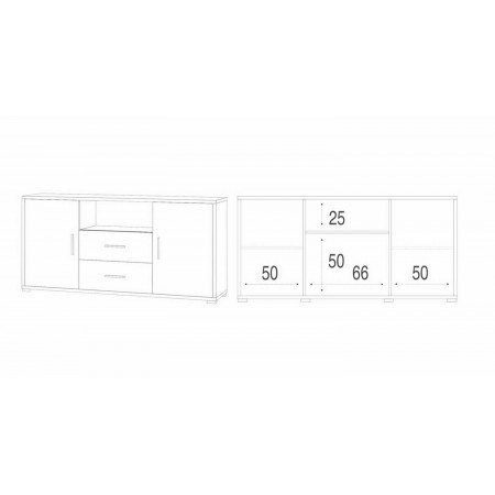 Mobile Credenza 2 Ante 2 Cassetti Noce Contenitore in Legno Tv Soggiorno