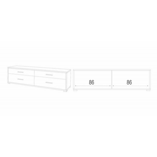 Mobile Moderno 180 Noce Nero TV 4 Cassetti Credenza Cassettiera in Legno