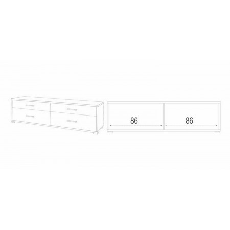 Mobile Moderno 180 Noce Nero TV 4 Cassetti Credenza Cassettiera in Legno