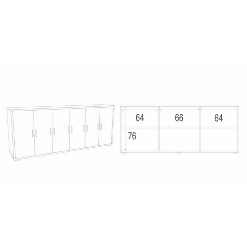 Mobile Basso Armadio Noce Bianco TV Moderno Credenza 6 Ante 200 cm Legno