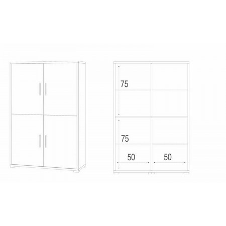 Mobile Legno Credenza 4 Ante Noce Ripiani Armadio da Ufficio Soggiorno