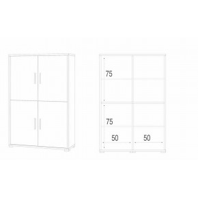 Armadio Noce Bianco Mobile Credenza 4 Ante con Ripiani Ufficio Soggiorno 2
